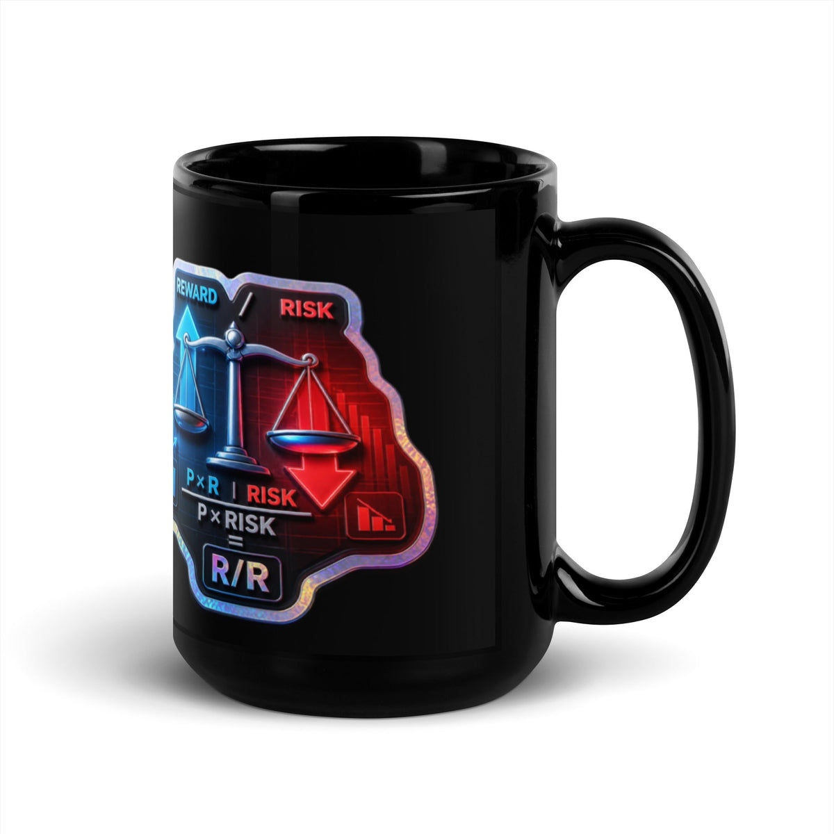 Large black glossy mug 15oz for coffee lovers